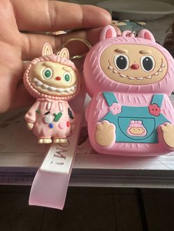Labubu Doll Key Chains Pink Double Trouble 