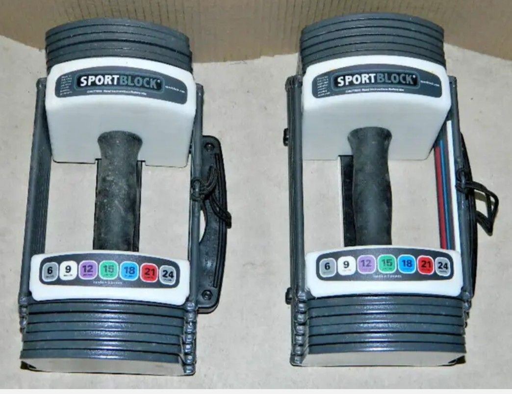2 SportBlock 24 Adjustable Dumbbells 24 Lbs Each