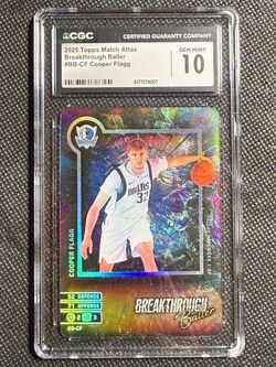 Cooper Flagg Rookie 2025 Topps Match Attax Breakthrough Baller CGC 10 GEM MINT