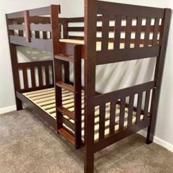 Brown Bunk Bed Twin 