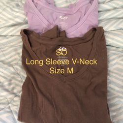 Set Of 2 Women’s/Juniors SO Long Sleeve V-Neck Shirts, Size M