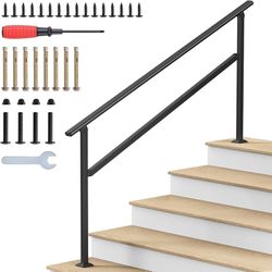 Hand Rails for Outdoor Steps, 2-5 Steps Wrought Iron Handrails for Outdoor Steps, Stair Railing for Porch, Home, Garden, Indoor, Staircase Handrails f