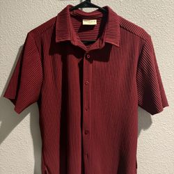 YoungLA 448 Pleated Festival Shirt in the burgundy/maroon