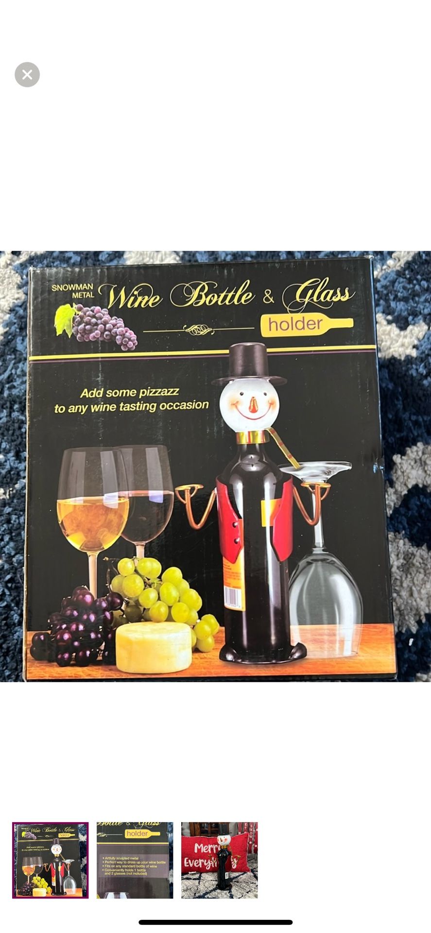Metal Snowman Wine/Glass Holder