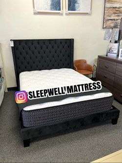 New Queen bed frame with mattress