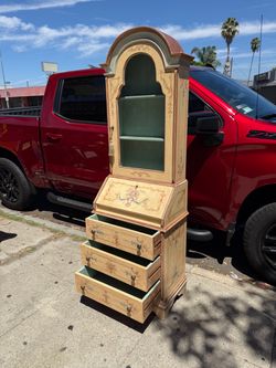 Vintage Hand-Painted Venetian Style Secretary Desk & Display Cabinet
