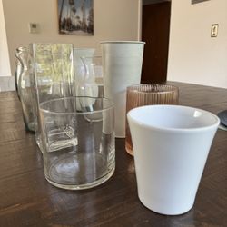 Assorted Glass & Ceramic Flower Vases