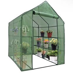 Mini Walk-in Greenhouse Indoor/Outdoor 2 Tier 8 Shelves