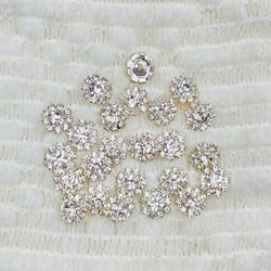 Rhinestone silver button, embellished silver button   