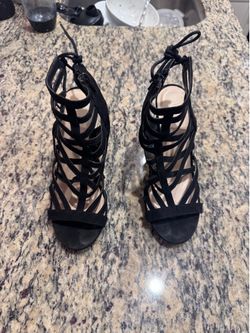 Charlotte Russe Black Strappy Gladiator Block Heels Women’s Size 8