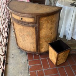 Cabinet & Waist Basket Old World Map 