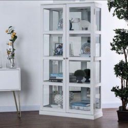 Brand New White Glass Curio Cabinet