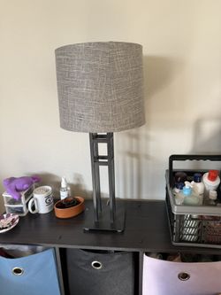 Bedroom Lamp With Grey Lampshade