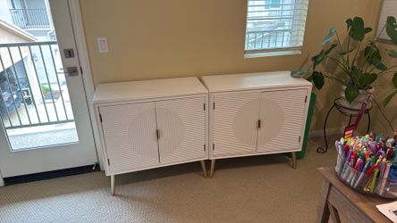 Modern white accent cabinets