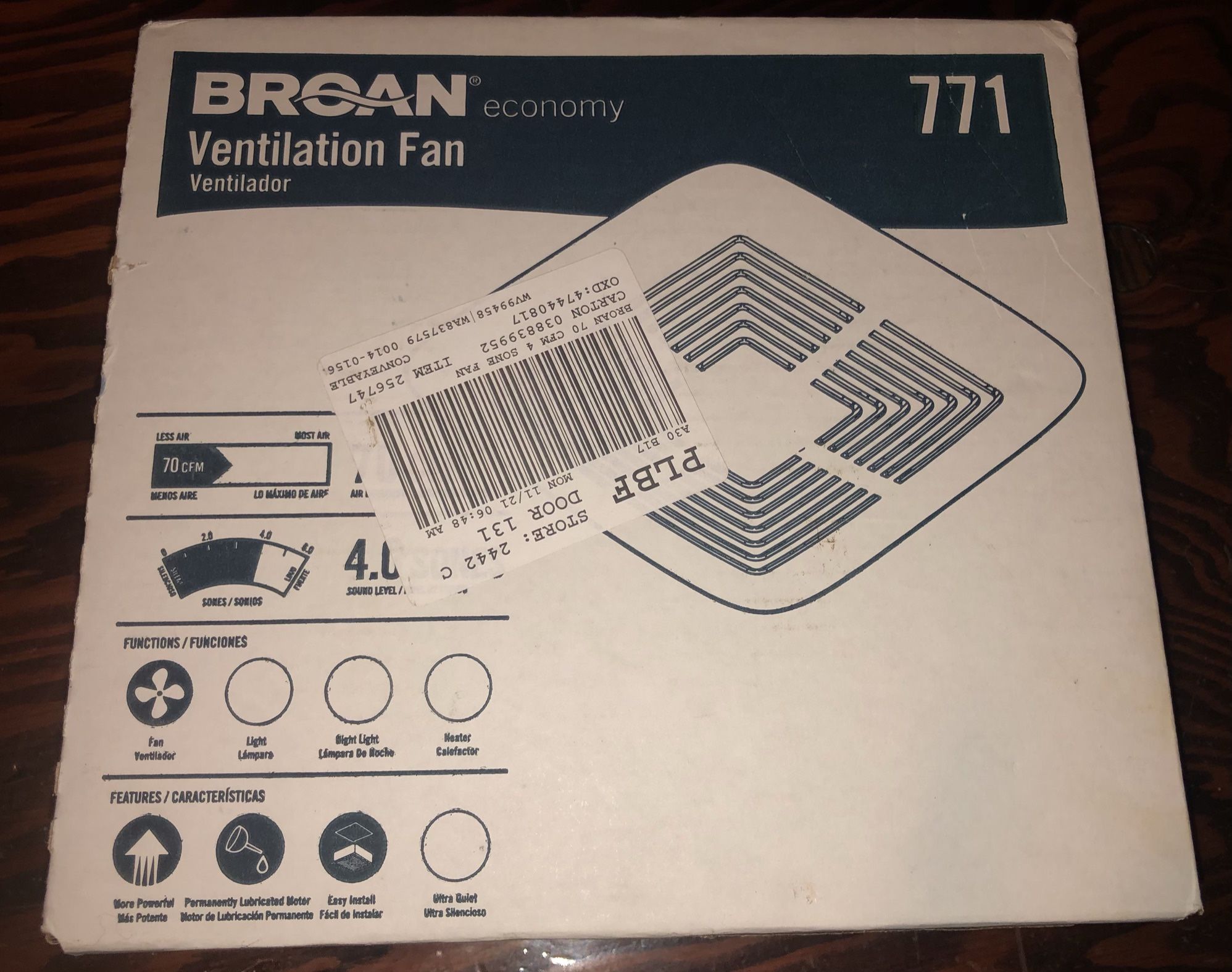 BROAN EXHAUST FAN ~ NEW IN BOX!