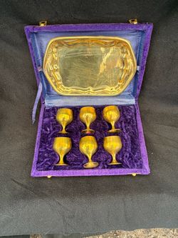Gold-Tone Miniature Goblet Set with Tray