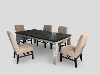 Dining Table + 6 Upholstered Chairs