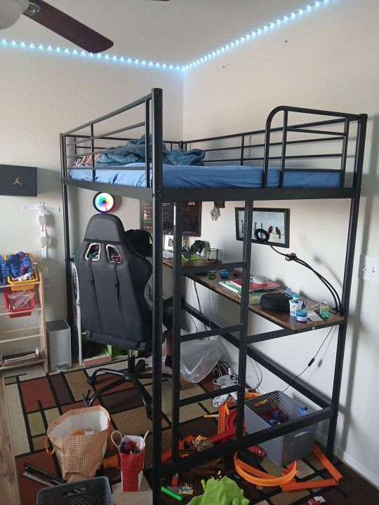 Twin Metal Bunk Bed With Desk