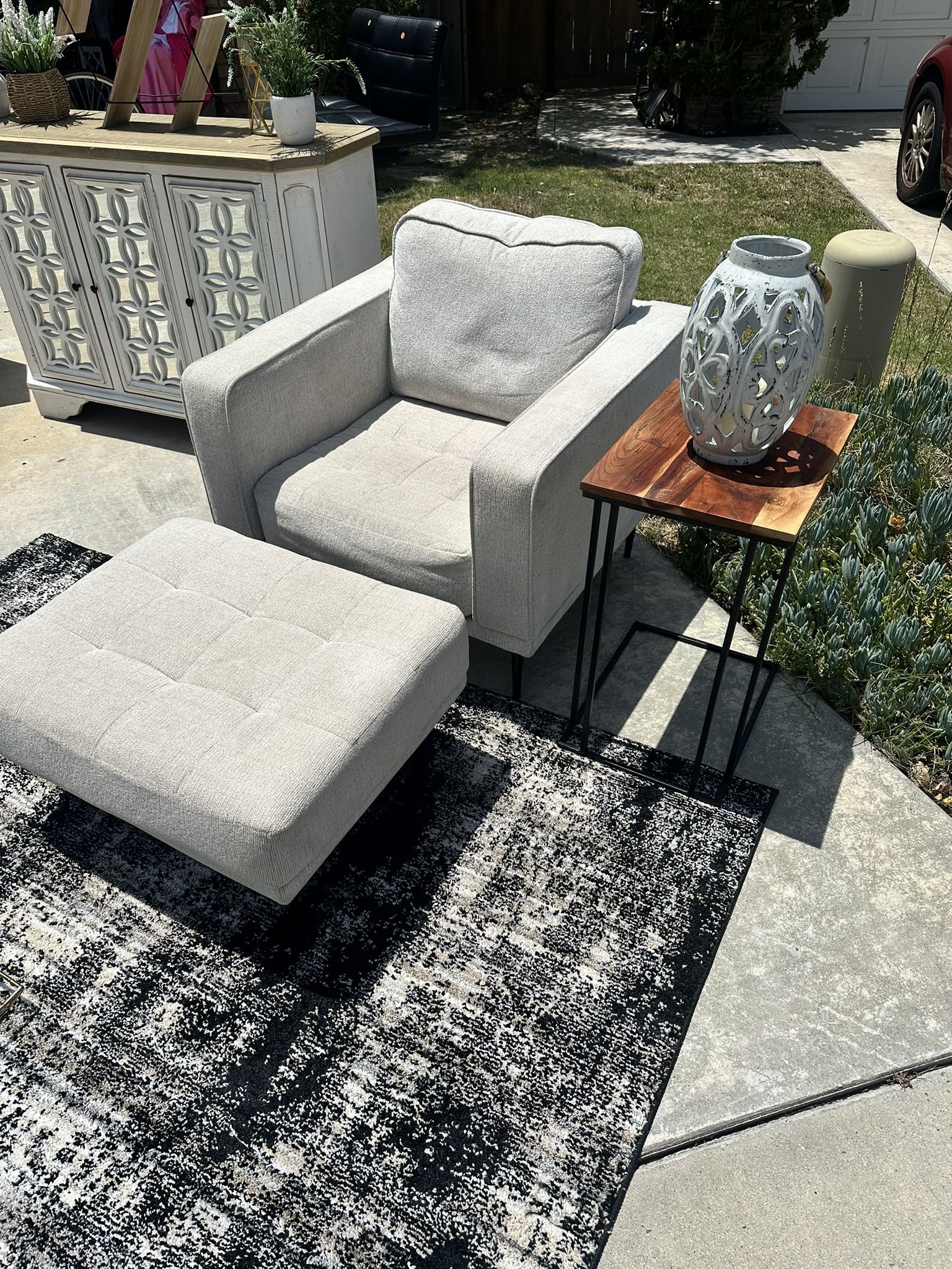 Modern Armchair + Ottoman Set – $120