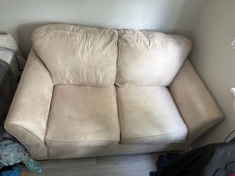 Beige Microfiber 2-Seat Loveseat Sofa