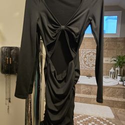 Open Front Side Cinched Mini Dress Small