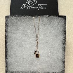 14k Real Gold Lock & Key Necklace Perfect Gift For Valentine Or Birthday