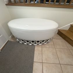 Modern Sculptural Coffee Bench - White & Silver