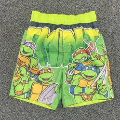 Teenage Mutant Ninja Turtles boys size 3T swim trunks - photos of front and back 