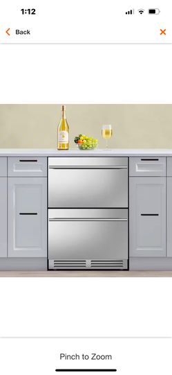 23.4 in. 230 Plus Cans Dual Zone Beverage Refrigerator with 2-Drawers in Silver Stainless Steel Built-in Beverage Cooler