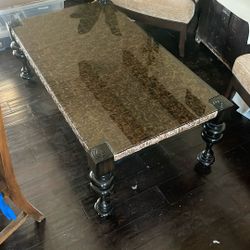 Glass top rattan woven coffee table