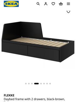 IKEA FLEKKE Daybed with two drawers, black, twin (double twin)