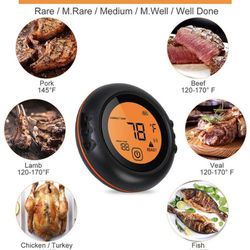 Wireless Meat Grill Thermometer Bluetooth Adapter for iOS&Android, Digital Wireless Thermometer Cooking Food with 6 Probes, Meat Thermometer Bluetoot