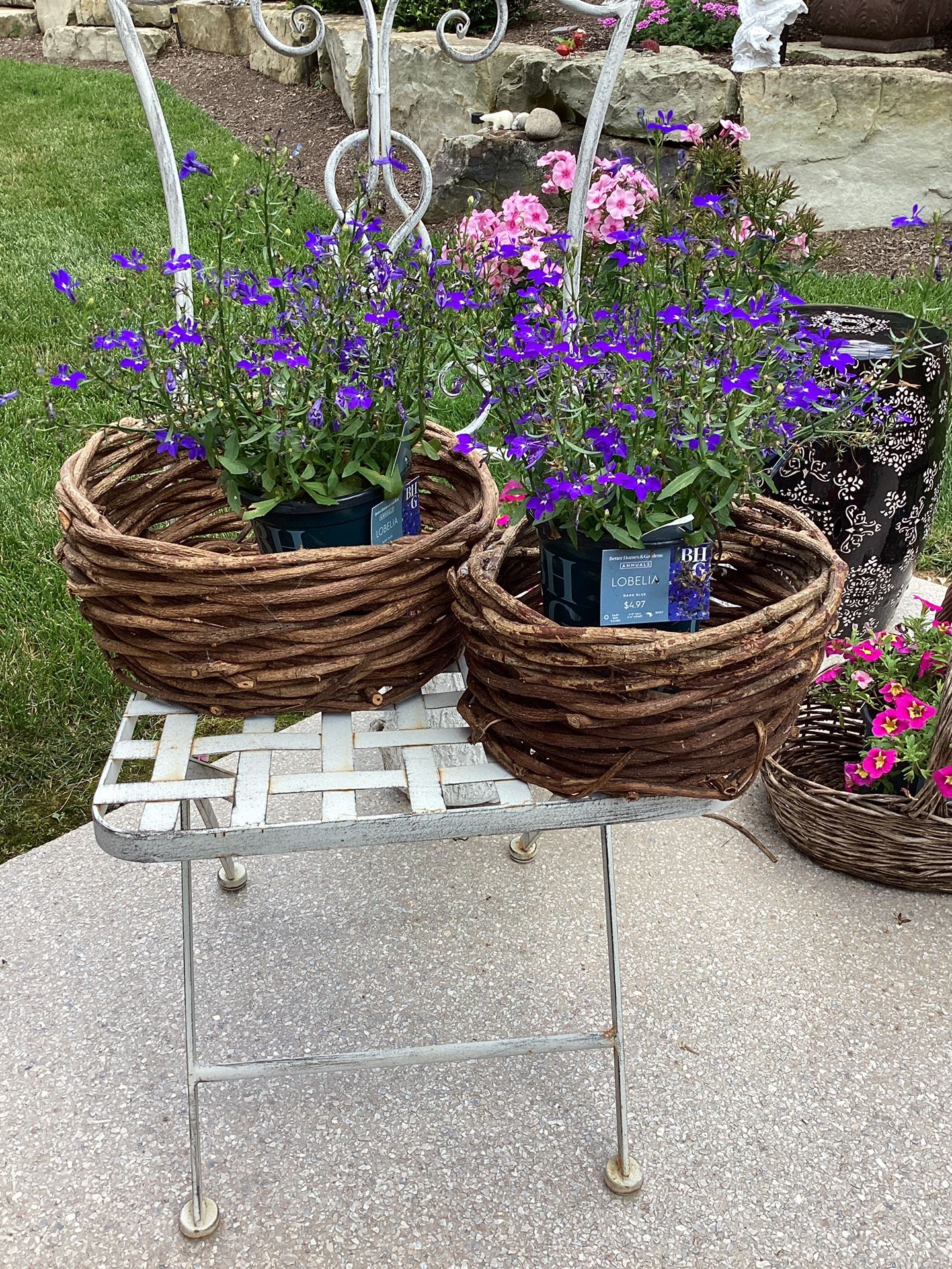 Set of 2 Wicker Baskets (12x5” & 5”T) & 9x5”) see pics (plants not included)
