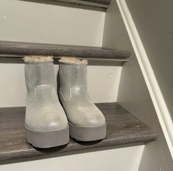 Silver Glitter Platform Mini Boots