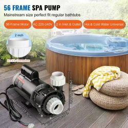 32# 2 Speed SPA Pump, 56-Frame, AC 220-240V Hot Tub SPA Pump, 4HP/210GPM/65.61ft High Speed or 0.7HP/103GPM/16.07ft Low Speed, 2" Port 90° Rotational 