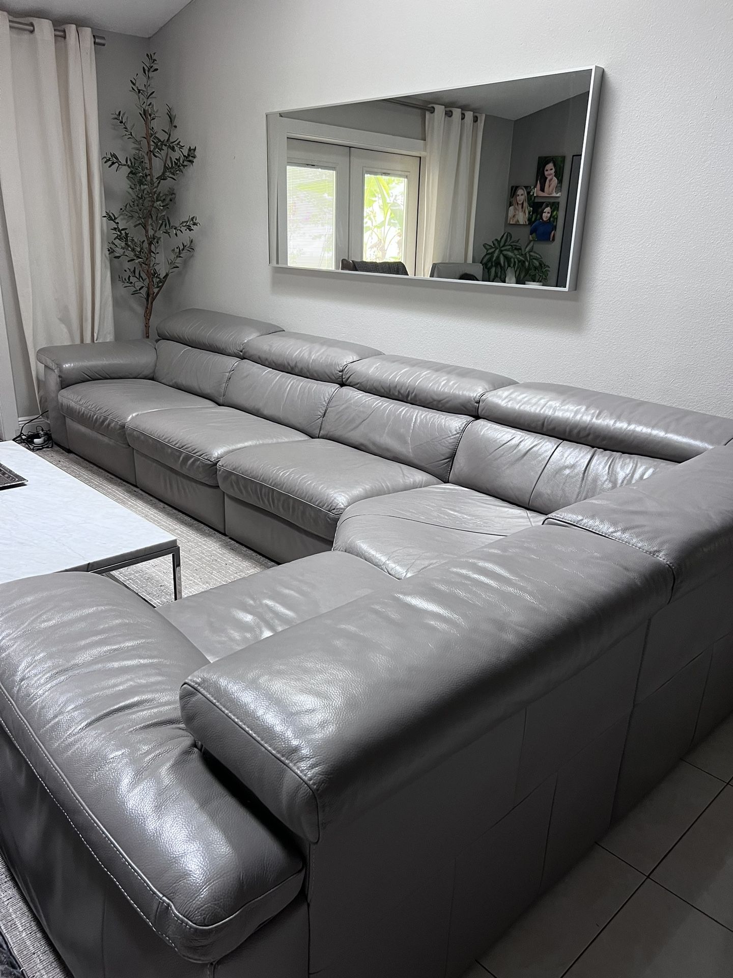 Natuzzi Genuine Leather “ L” Shape Sectional