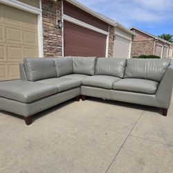 Gray Real Leather Sectional Sofa- Delivery Available 