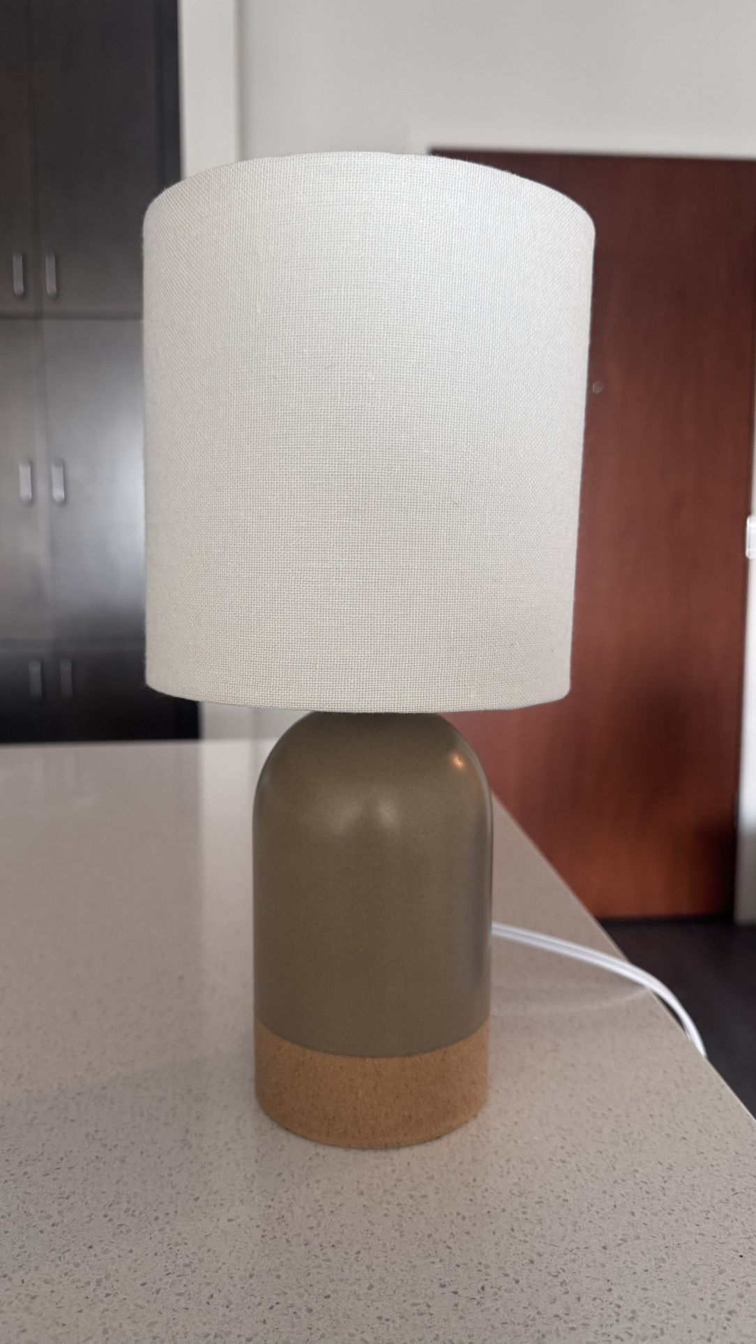 Cute small table lamp - Ceramic, sage/olive color