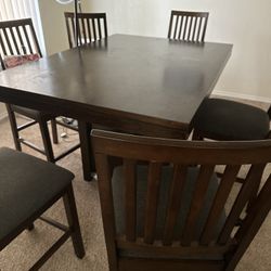 High Top Kitchen table with Six Chairs