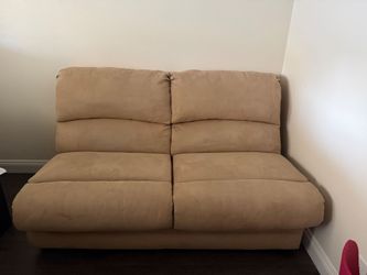 Armless Loveseat Sofabed in Tan Microfiber