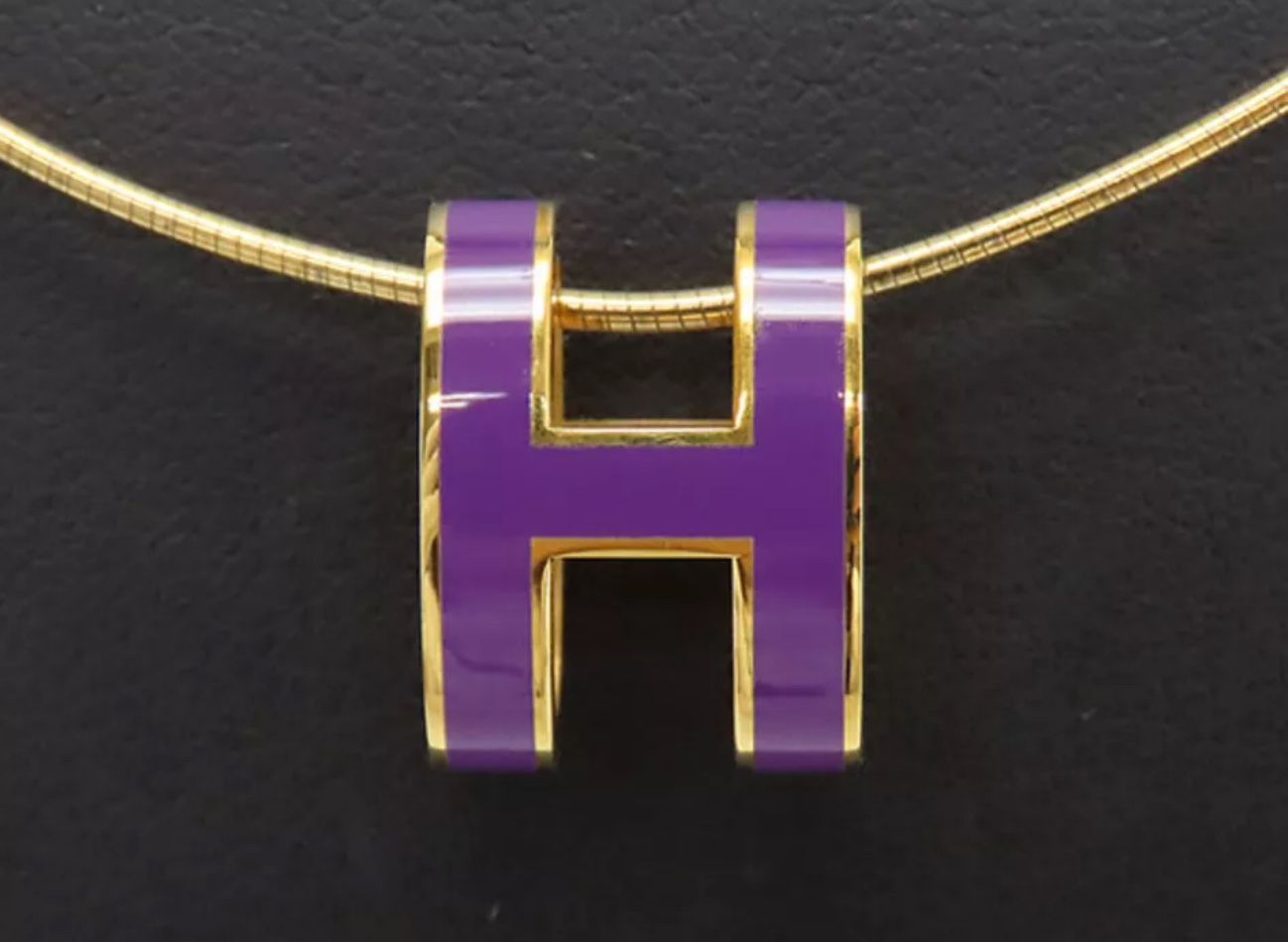 Auth Hermes Pop H Ash Necklace Ultra Violet Used LIBR-0