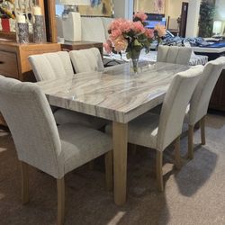 Dining Table + 6 Side Chairs New