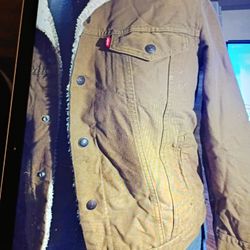 LEVI & STRAUSS  CANVAS  TYPE LII SHERPA TRUCKER JACKET- B ROWN