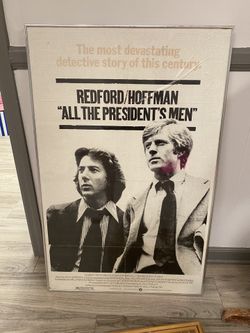 Original framed poster with glass Robert Redford and Dustin Hoffman all the presidents men