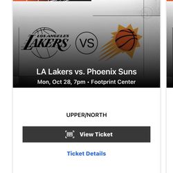 4 Tickets Phoenix Suns Vs Los Angeles Lakers Oct 28 Sec 224 Row 5 