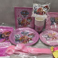 Paw Patrol Sky Party Pack Decor Cups Balloons Table Cloth Paper Plates New