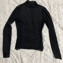 AFRM Black Sheer Long Sleeve Top