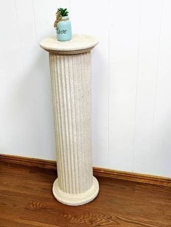 35" Faux Stone Plaster Round Fluted Timeless Pedestal Column Stand