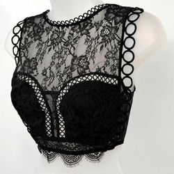 NEW WITHOUT TAGS NWOT VICTORIA'S SECRET DREAM ANGELS BLACK BODY LINING LACE BRALETTE SIZE SMALL SM