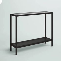 GLASS TOP SLIM CONSOLE TABLE BLACK